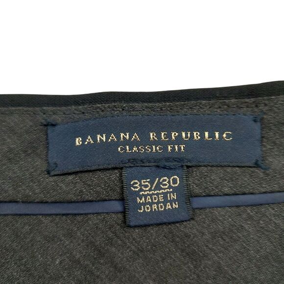 Banana Republic Pants Mens 35x30 Black Classic Fit Flat Front Wool Blend Office - Picture 9 of 12